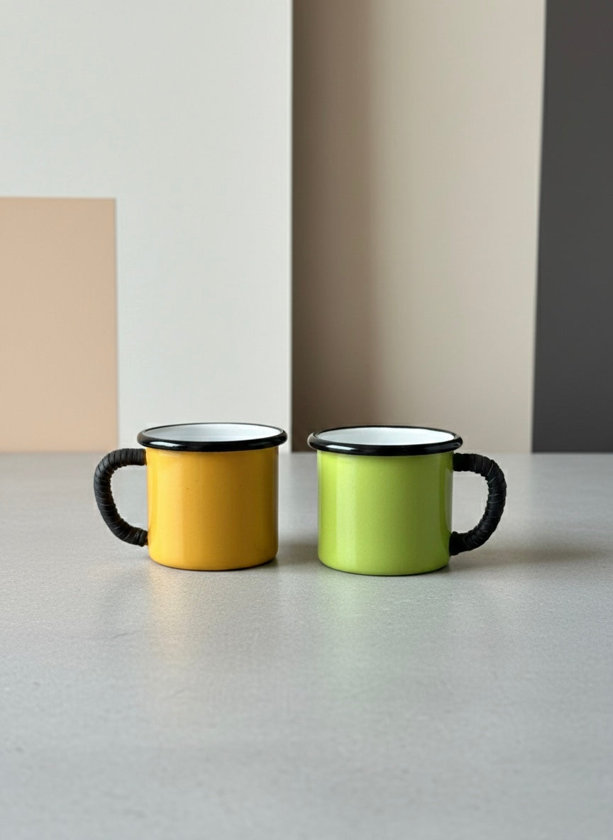 Mango Yellow & Green Coffee Mugs Set Of Two