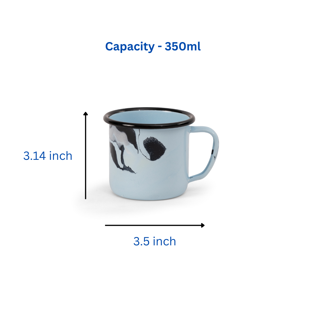 Blue Swirl Enamel Coffee Mug 350ml
