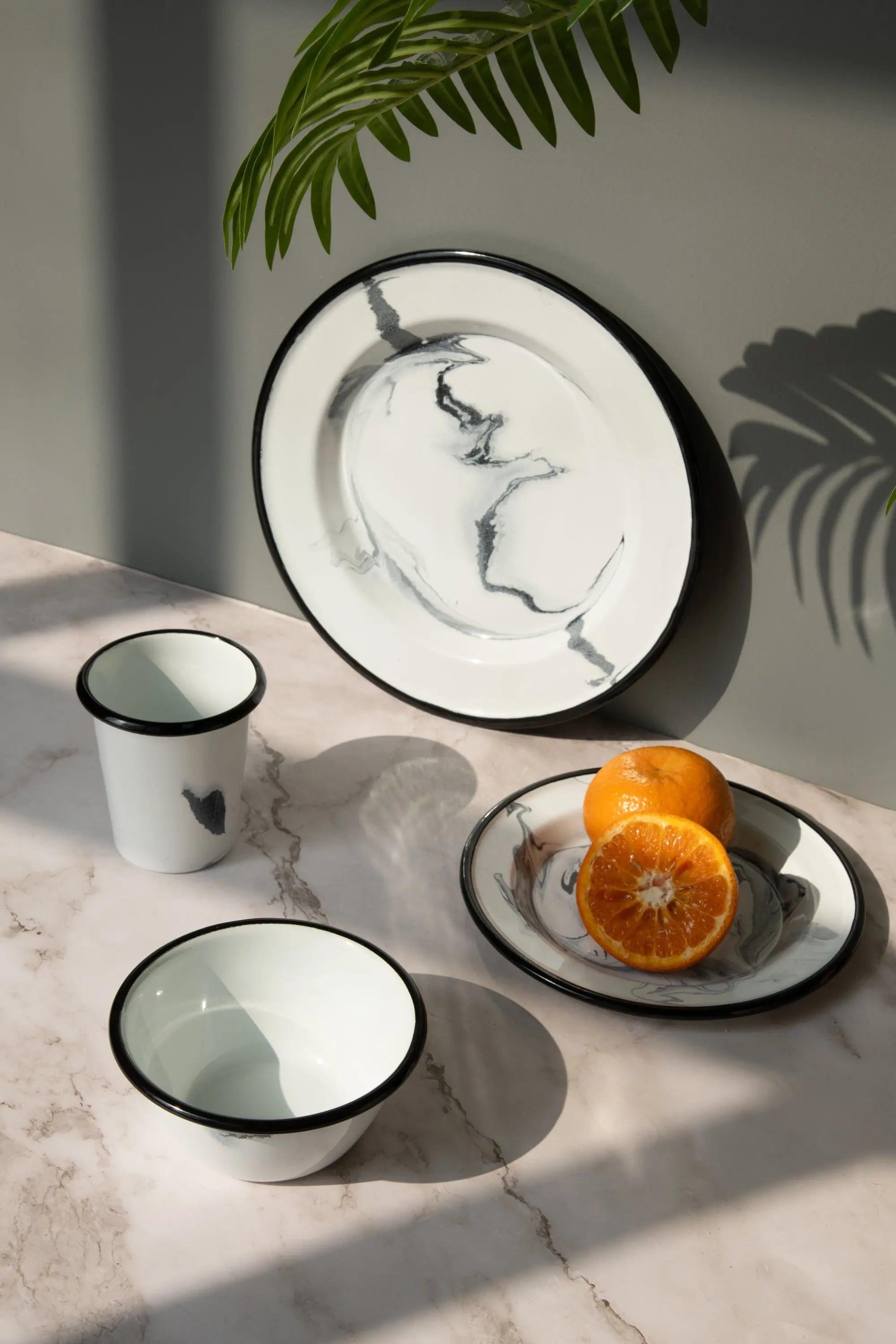 Noir Swirl Enamel Bowl