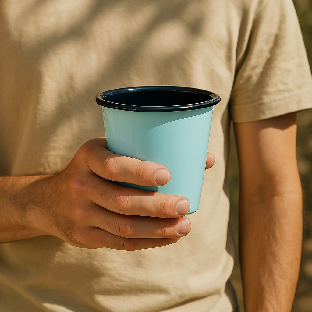 Mint Tumbler with Navy Blue Rim - Handcrafted Coffee Tumbler 350ML, tumbler, coffee tumbler