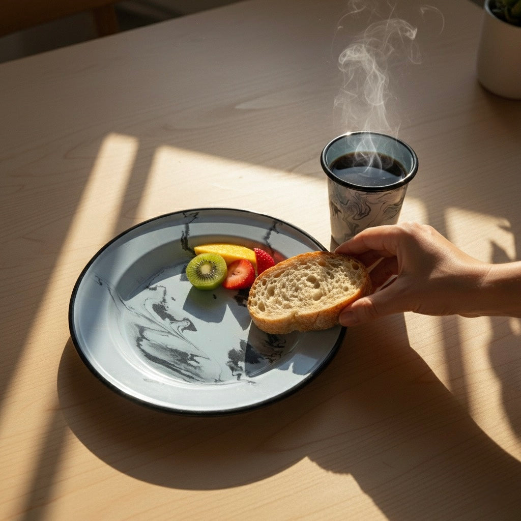 Blue Swirl Enamel Dinner Plate