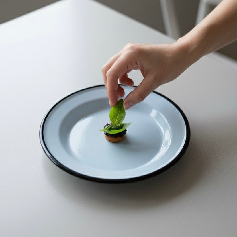 Cerulean side plate on breakfast table 
