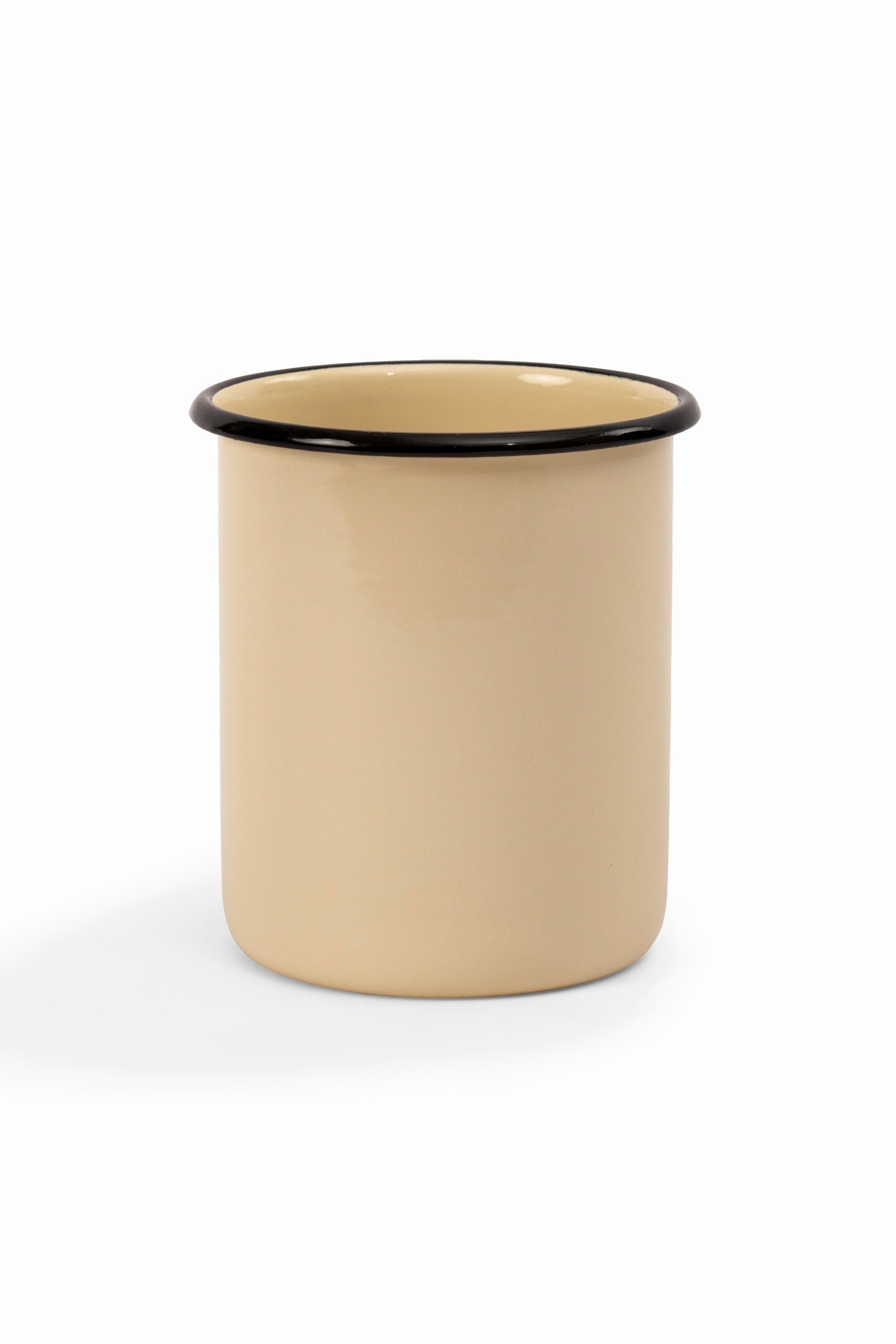 Cream Enamel Storage Jar 900ml With Wooden Lid