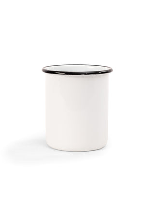 White Enamel Storage Jar 900ml With Wooden Lid