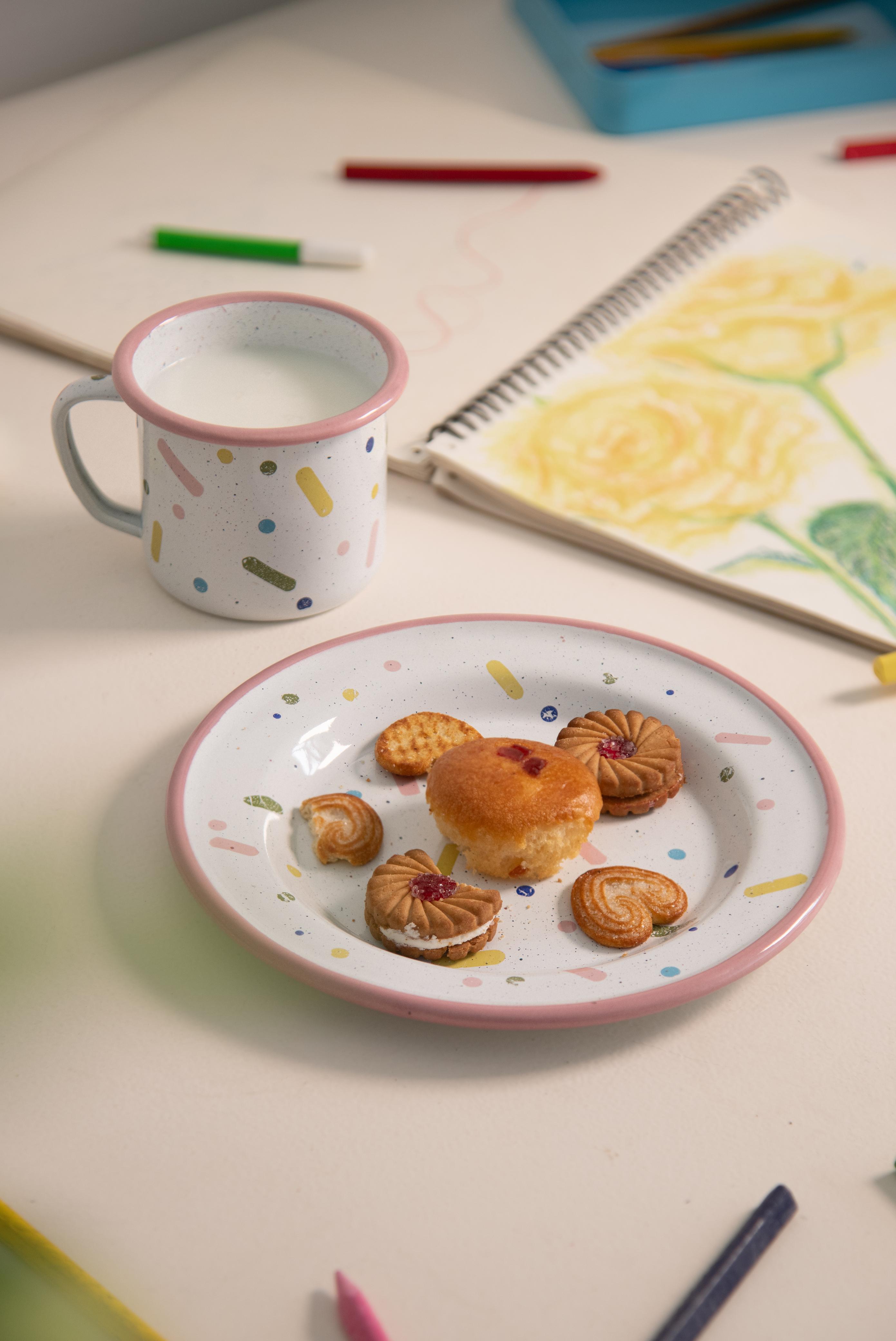 TERRAZZO ENAMEL MUGS AND PLATES SET IN A GIFT BOX