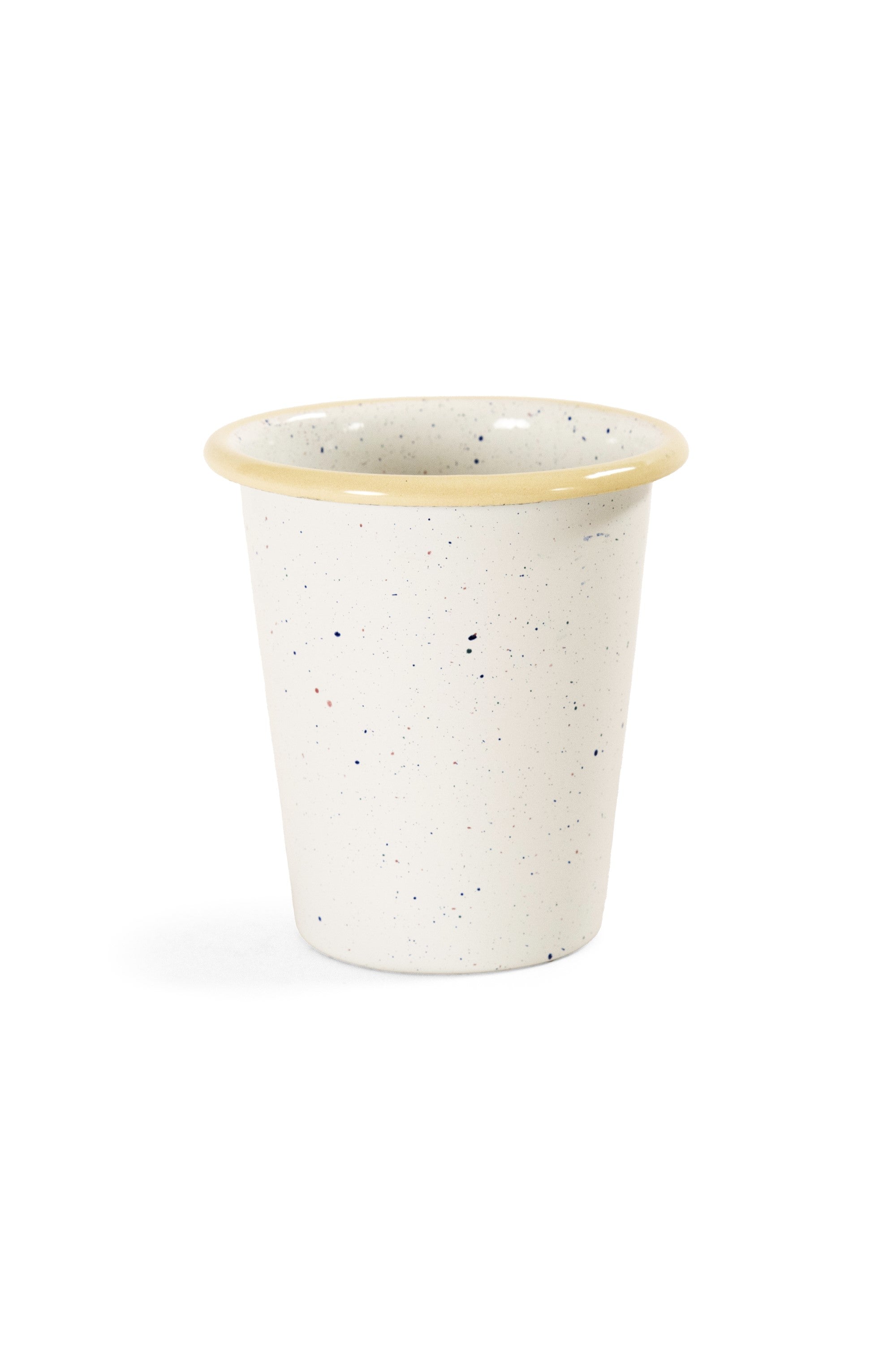 Cream speckled enamel coffee tumbler